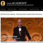 The Academy's online clip of Kevin Brownlow accepting his Governors Award at a ceremony in November. The Academy's online clip of Kevin Brownlow accepting his Governors Award at a ceremony in November.