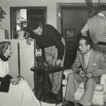 Nicholas Ray, center, with Gloria Grahame and Humphrey Bogart on the set of In a Lonely Place (1950). Image courtesy of the Harry Ransom Center.